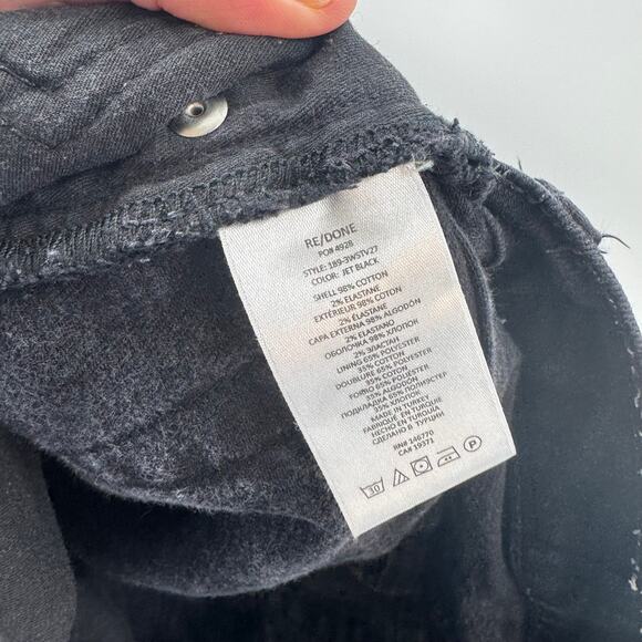 RE/DONE Black High Rise Jeans Size 29 Straight Leg Raw Hem Designer Denim - Picture 7 of 9